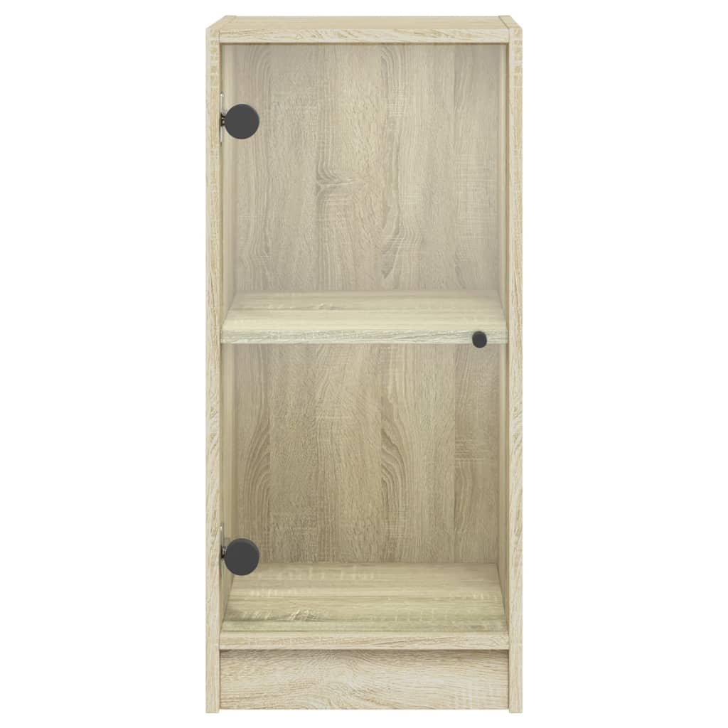 Side Cabinet with Glass Doors Sonoma Oak 35x37x75,5 cm