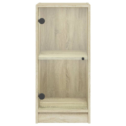Side Cabinet with Glass Doors Sonoma Oak 35x37x75,5 cm