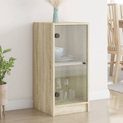 Side Cabinet with Glass Doors Sonoma Oak 35x37x75,5 cm