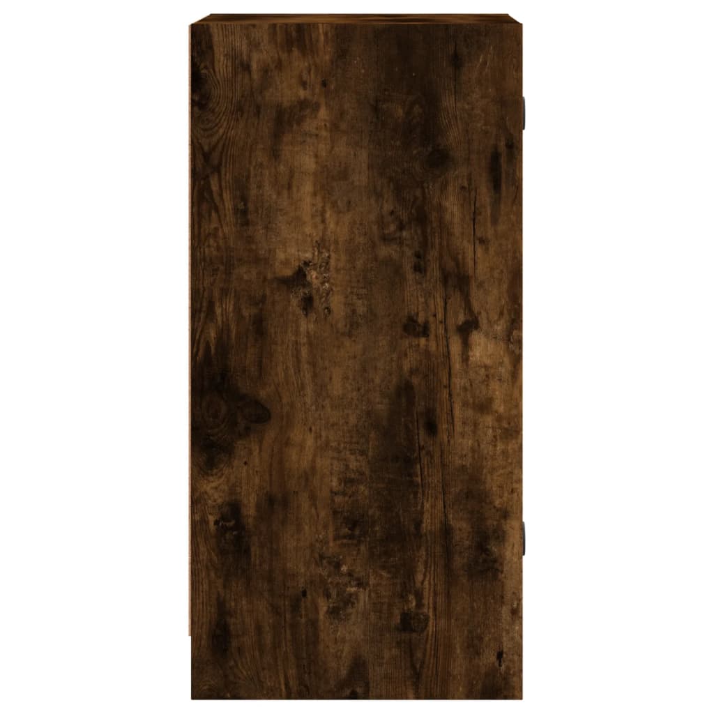 Side Cabinet with Glass Doors Smoked Oak 35x37x75,5 cm