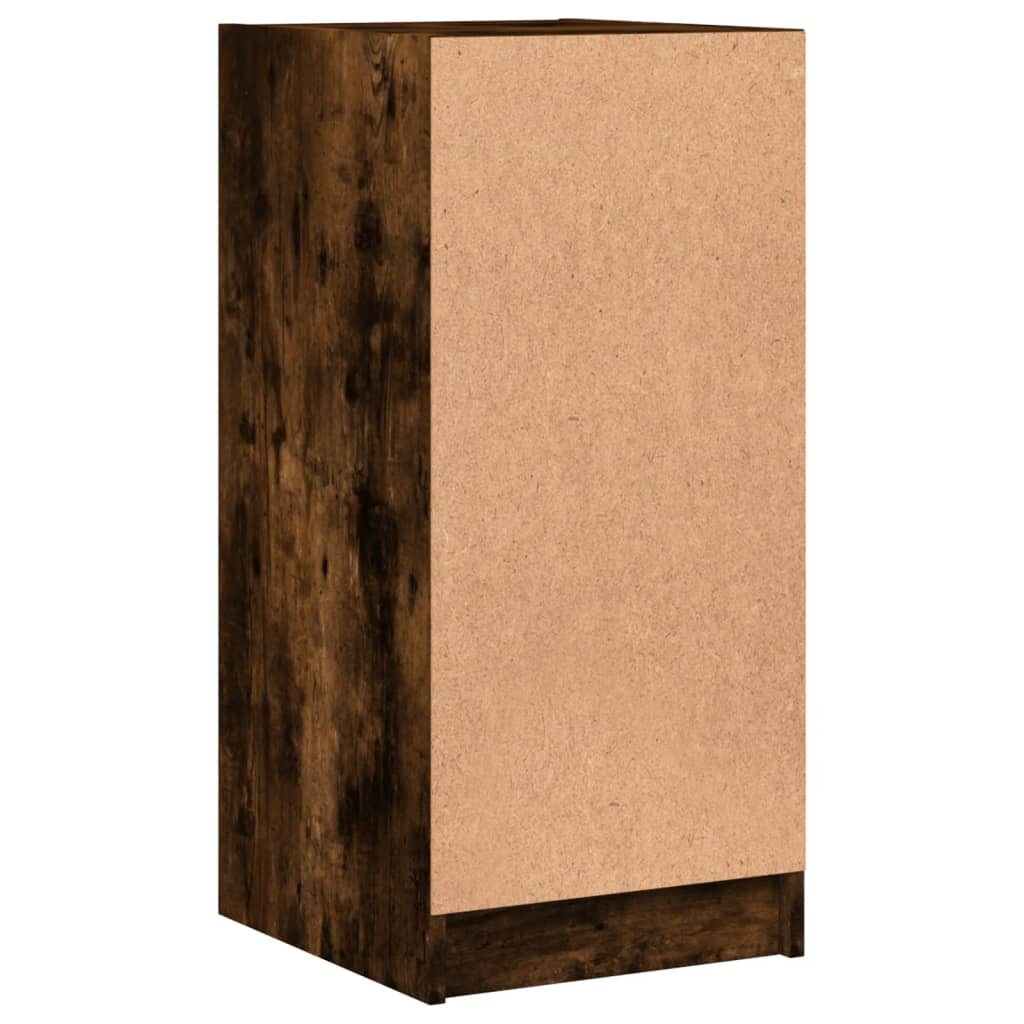 Side Cabinet with Glass Doors Smoked Oak 35x37x75,5 cm
