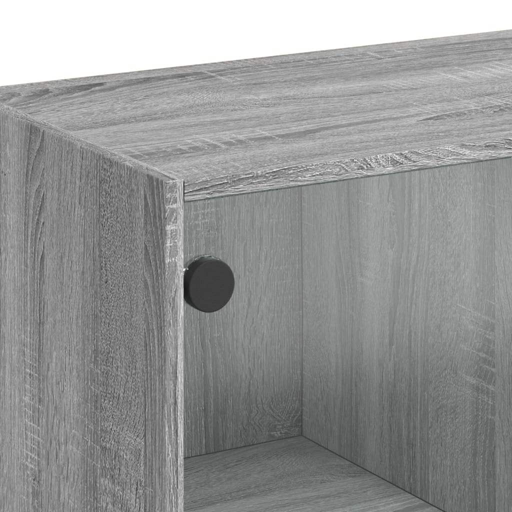 Coffee Table with Glass Doors Grey Sonoma 102x50x42 cm