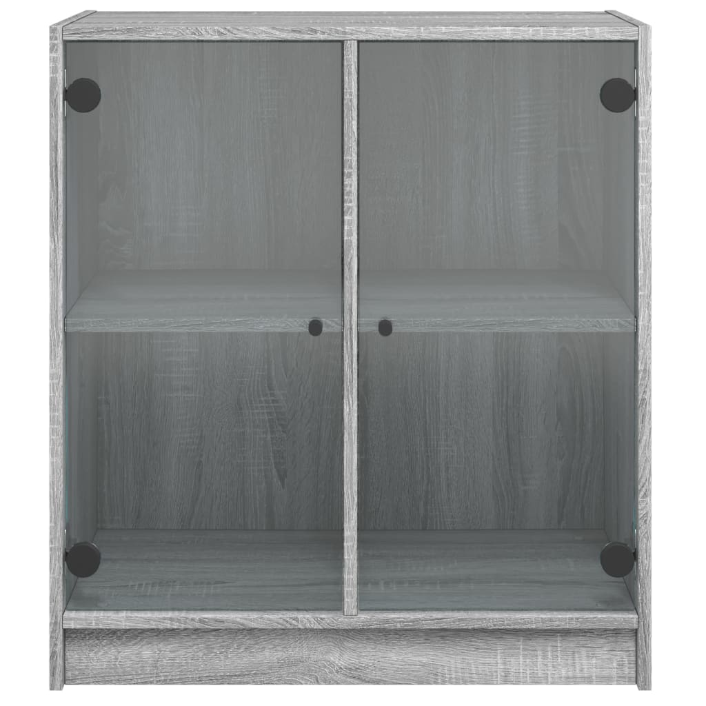 Side Cabinet with Glass Doors Grey Sonoma 68x37x75,5 cm