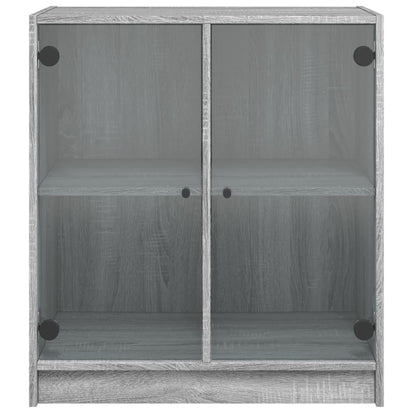 Side Cabinet with Glass Doors Grey Sonoma 68x37x75,5 cm