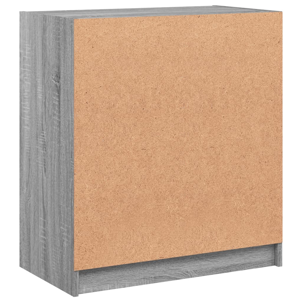 Side Cabinet with Glass Doors Grey Sonoma 68x37x75,5 cm