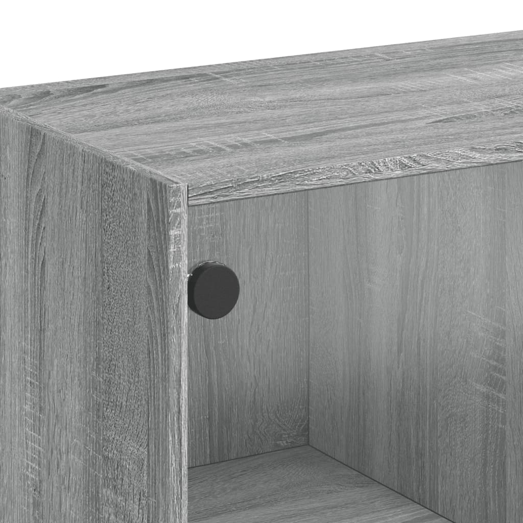 Side Cabinet with Glass Doors Grey Sonoma 68x37x75,5 cm