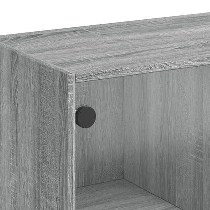 Side Cabinet with Glass Doors Grey Sonoma 68x37x75,5 cm