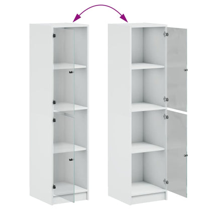 Highboard with Glass Doors White 35x37x142 cm