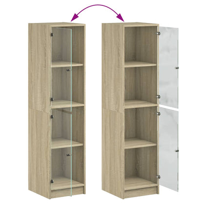 Highboard with Glass Doors Sonoma Oak 35x37x142 cm
