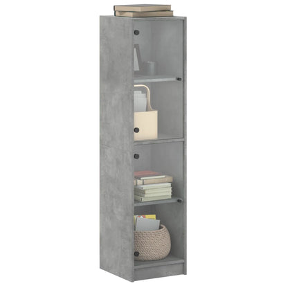Highboard with Glass Doors Concrete Grey 35x37x142 cm
