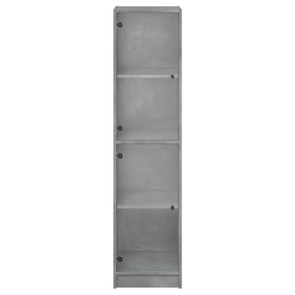 Highboard with Glass Doors Concrete Grey 35x37x142 cm