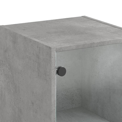 Highboard with Glass Doors Concrete Grey 35x37x142 cm