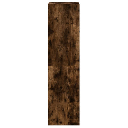 Highboard with Glass Doors Smoked Oak 35x37x142 cm
