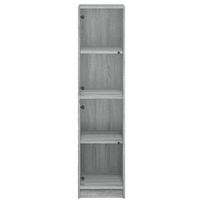 Highboard with Glass Doors Grey Sonoma 35x37x142 cm