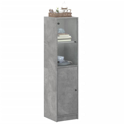 Highboard with Glass Door Concrete Grey 35x37x142 cm