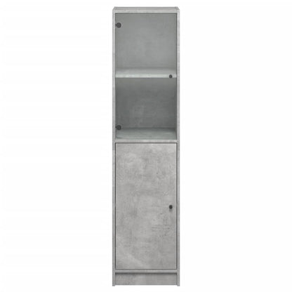 Highboard with Glass Door Concrete Grey 35x37x142 cm