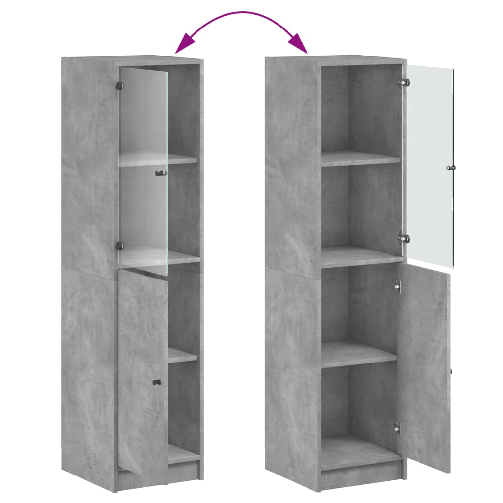 Highboard with Glass Door Concrete Grey 35x37x142 cm