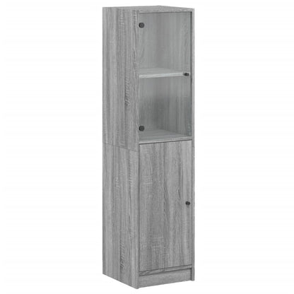 Highboard with Glass Door Grey Sonoma 35x37x142 cm