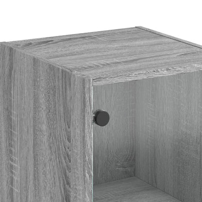 Highboard with Glass Door Grey Sonoma 35x37x142 cm