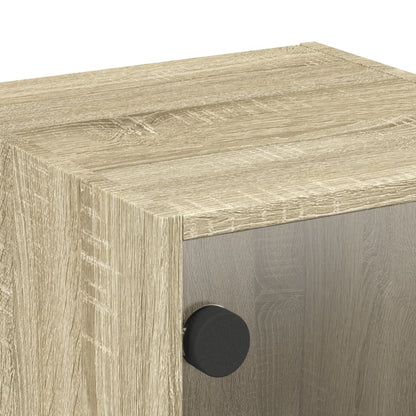 Bedside Cabinets with Glass Doors 2 pcs Sonoma Oak 35x37x35 cm