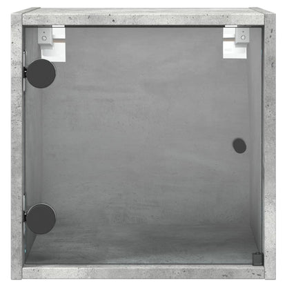 Bedside Cabinet with Glass Door Concrete Grey 35x37x35 cm