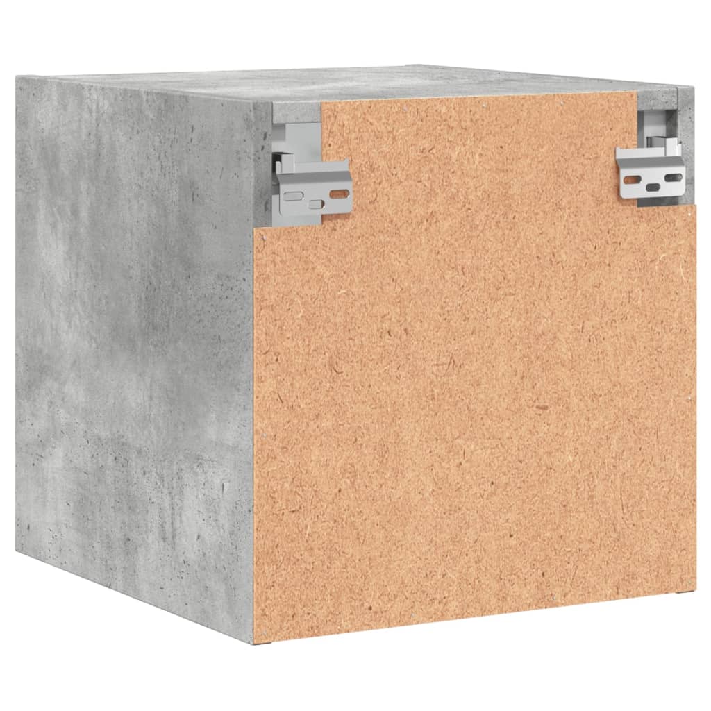 Bedside Cabinet with Glass Door Concrete Grey 35x37x35 cm