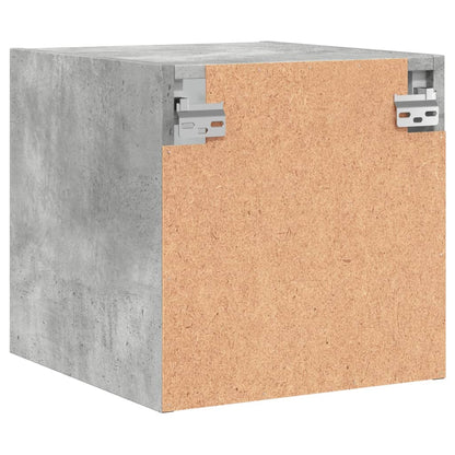 Bedside Cabinet with Glass Door Concrete Grey 35x37x35 cm