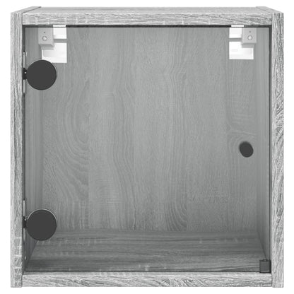 Bedside Cabinet with Glass Door Grey Sonoma 35x37x35 cm