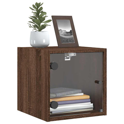 Bedside Cabinets with Glass Doors 2 pcs Brown Oak 35x37x35 cm