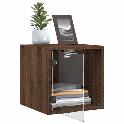 Bedside Cabinets with Glass Doors 2 pcs Brown Oak 35x37x35 cm