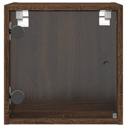 Bedside Cabinets with Glass Doors 2 pcs Brown Oak 35x37x35 cm