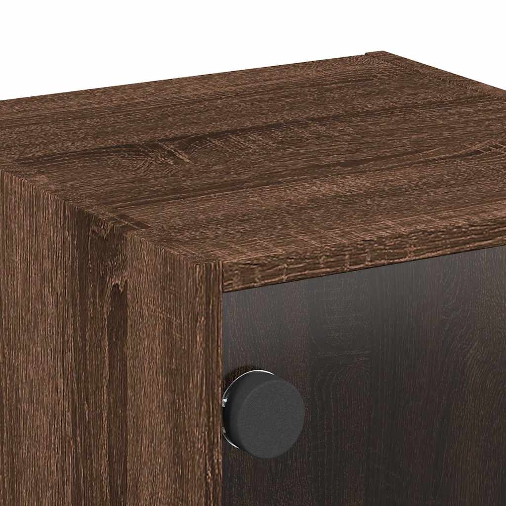 Bedside Cabinets with Glass Doors 2 pcs Brown Oak 35x37x35 cm