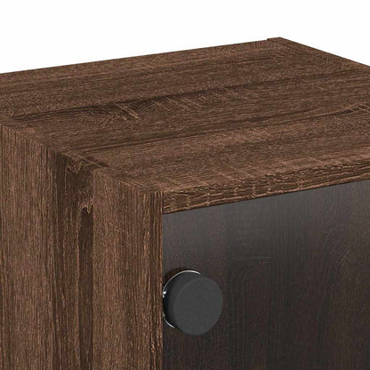 Bedside Cabinets with Glass Doors 2 pcs Brown Oak 35x37x35 cm
