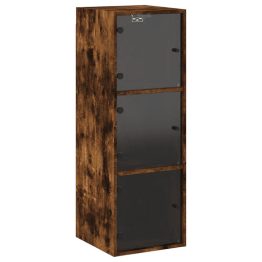 Wall Cabinet | Smoked oak | Engineered wood, glass | 35x37x100 cm