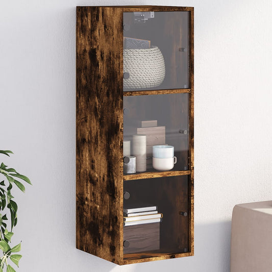 Wall Cabinet | Smoked oak | Engineered wood, glass | 35x37x100 cm