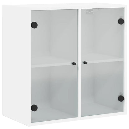 Wall Cabinet with Glass Doors White 68x37x68,5 cm