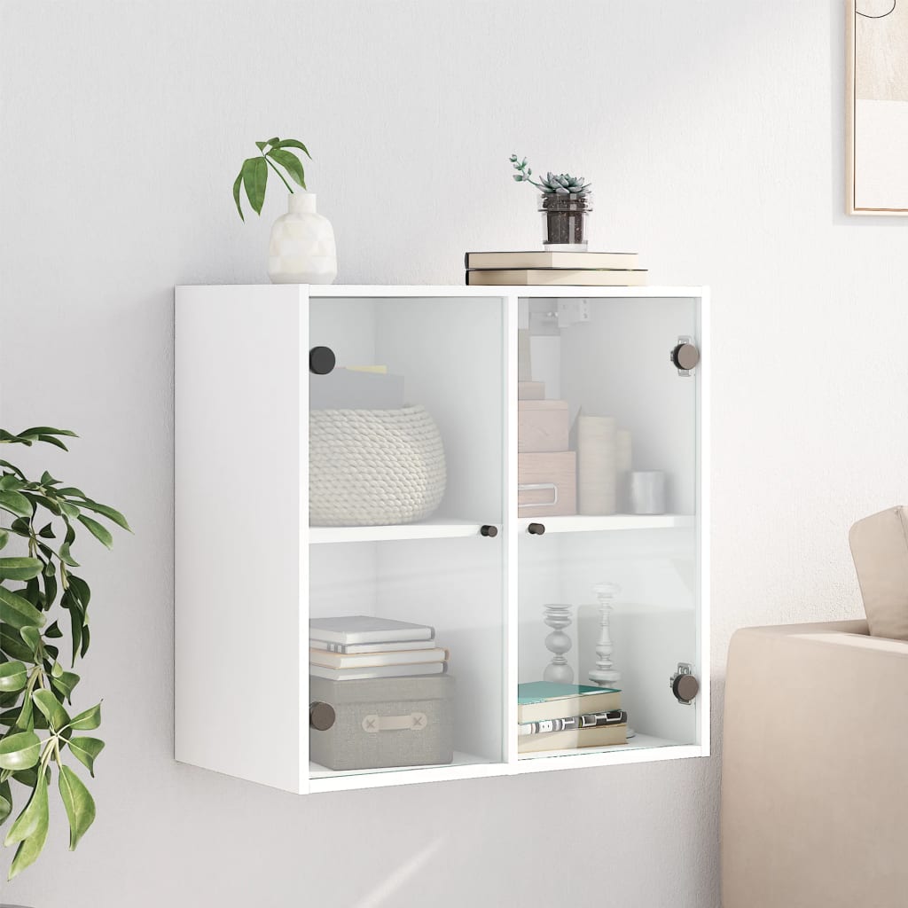 Wall Cabinet with Glass Doors White 68x37x68,5 cm