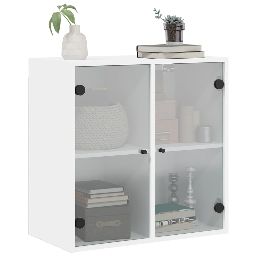 Wall Cabinet with Glass Doors White 68x37x68,5 cm
