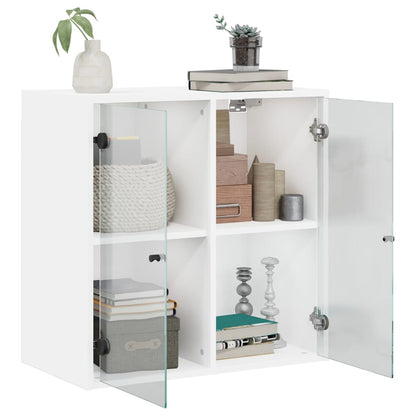 Wall Cabinet with Glass Doors White 68x37x68,5 cm