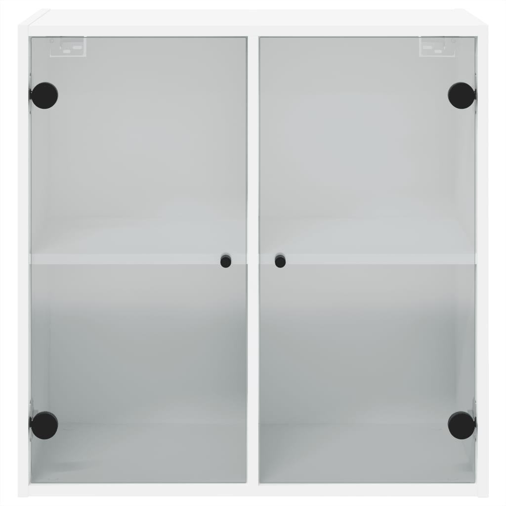 Wall Cabinet with Glass Doors White 68x37x68,5 cm