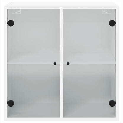 Wall Cabinet with Glass Doors White 68x37x68,5 cm