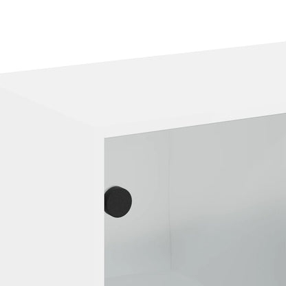 Wall Cabinet with Glass Doors White 68x37x68,5 cm