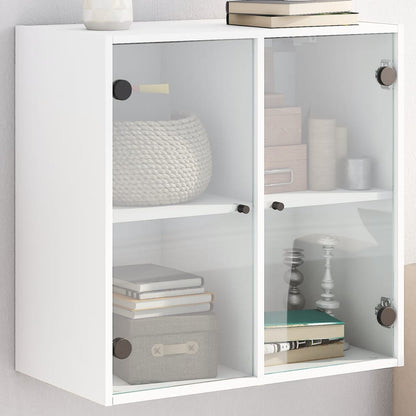 Wall Cabinet with Glass Doors White 68x37x68,5 cm