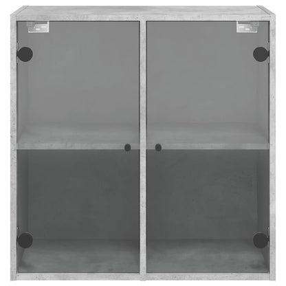 Wall Cabinet with Glass Doors Concrete Grey 68x37x68.5 cm