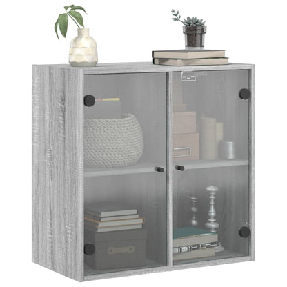Wall Cabinet with Glass Doors Grey Sonoma 68x37x68,5 cm