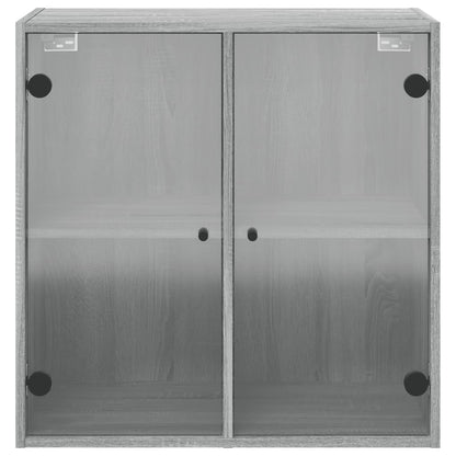 Wall Cabinet with Glass Doors Grey Sonoma 68x37x68,5 cm