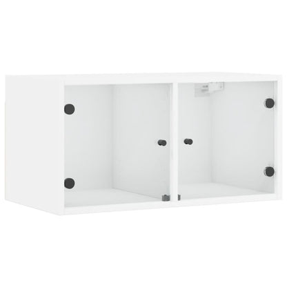 Wall Cabinet with Glass Doors White 68,5x37x35 cm
