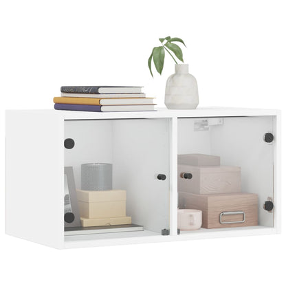 Wall Cabinet with Glass Doors White 68,5x37x35 cm