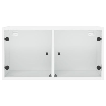 Wall Cabinet with Glass Doors White 68,5x37x35 cm