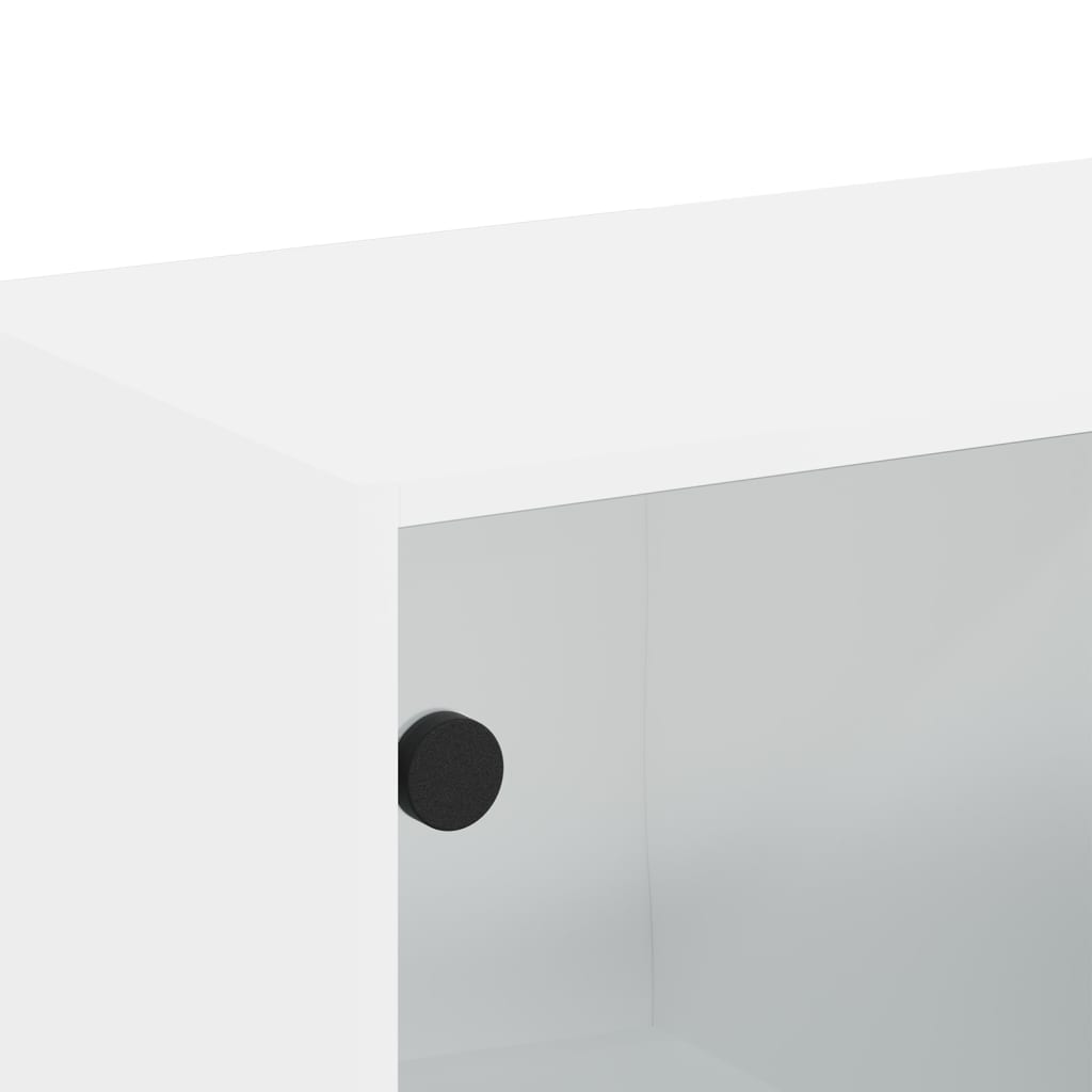 Wall Cabinet with Glass Doors White 68,5x37x35 cm